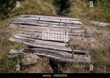 Berg Elsass Vogesen Weltkrieg ein Denkmal Ruinen Stockfoto