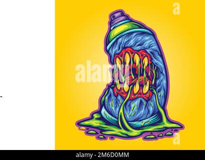 Spraydosen Monster farbenfrohe Illustrationen für Ihr Arbeitslogo, Merchandise-T-Shirt, Aufkleber und Etikettendesigns, Poster Stock Vektor