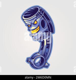 Angry Retro-Rennkolben-Illustration Vektorbilder für Ihr Arbeitslogo, Merchandise-T-Shirt, Aufkleber und Etikettendesigns, Poster, Grußkarte Stock Vektor