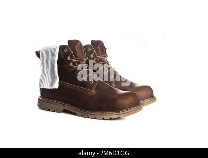 Mann Ankle Boots, von brauner Farbe, mit Nubukleder, mit Weißen so Stockfoto