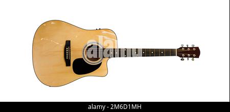 Elektroakustische Gitarre isoliert auf weißem Hintergrund. Stockfoto