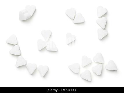 Zuckerwürfel In Form Eines Isolierten Herzens Stockfoto