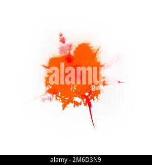 Aquarell Orange Farbspritzer auf schwarzem Hintergrund Stockfoto