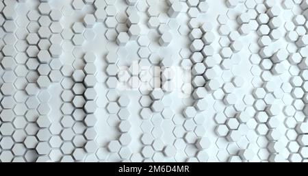 Abstrakter technologischer sechseckiger Hintergrund. 3D-Rendering. Geometrisches Muster. Grafikdesign-Element für Tapeten. Moderner Bus Stockfoto