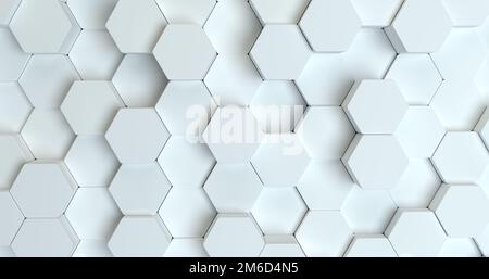 Abstrakter technologischer sechseckiger Hintergrund. 3D-Rendering. Geometrisches Muster. Grafikdesign-Element für Tapeten. Moderner Bus Stockfoto