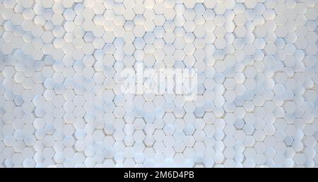Abstrakter technologischer sechseckiger Hintergrund. 3D-Rendering. Geometrisches Muster. Grafikdesign-Element für Tapeten. Moderner Bus Stockfoto