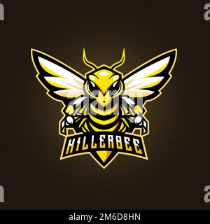 Angry Bee esport Logo-Figur Stock Vektor