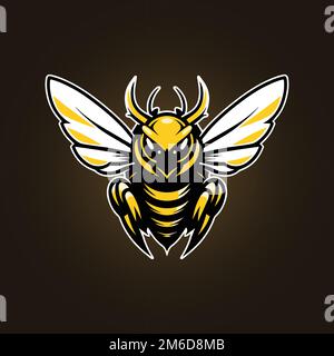 Angry Bee esport Logo-Figur Stock Vektor