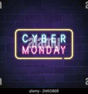 Cyber Monday Neon-Zeichen Vektor Stock Vektor