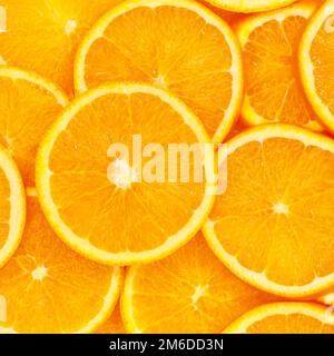 Orangen Zitrusfrüchte Orangensammlung Lebensmittel Hintergrund quadratisches frisches Obst Stockfoto