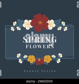 Rechteck bunte Blumenabzeichen Vektor Stock Vektor