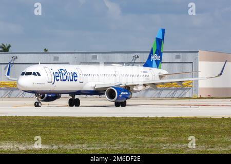 JetBlue Airbus A321 Flugzeug Fort Lauderdale Flughafen Stockfoto