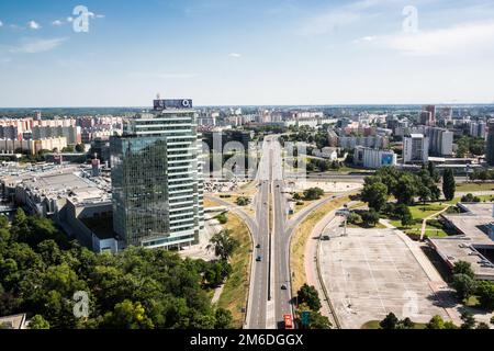 Luftaufnahme über bratislava, gerade Straße Stockfoto