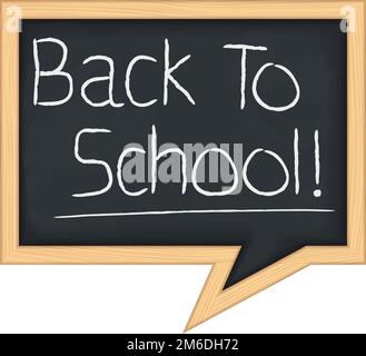 Sprechblase an der Tafel mit „Zurück zur Schule“-Text, Vektor-EPS10-Abbildung Stock Vektor