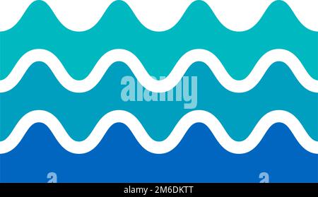 Meeressymbol. Meereswelle oder Wasserwelle. Strandsymbol. Bearbeitbarer Vektor. Stock Vektor
