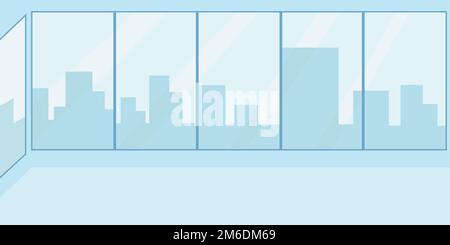 Vektordarstellung leerer Büroarbeitsplatz, flache Bauweise der Konferenzhalle Stockfoto