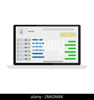 Vektordarstellung für die Hauptseite sozialer Medien Flachdesign Laptop Profil Flachdesign EPS 10 Stockfoto