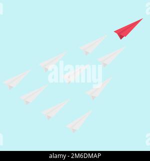 Vector Illustration Papier Flugzeuge Leadership Success Solution. Stockfoto