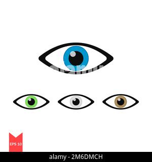 Vektorsymbol für Auge in einigen Farben. Signieren Sie Eye oder Watch. Einfaches Element. Das Symbol des Zuschauens. Flaches Design. EPS 10. Stockfoto