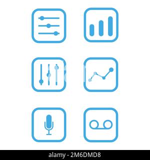 Vektorsymbol Equalizer blaue Linien Mixersymbol Schaltfläche Stockfoto