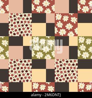 Nahtloses Muster mit Blumenmuster. Gestaltete quadratische Tücher mit Blumen in Pastelltönen. Rasterdarstellung für Stoff, Verpackung, Textil, Bekleidung Stockfoto