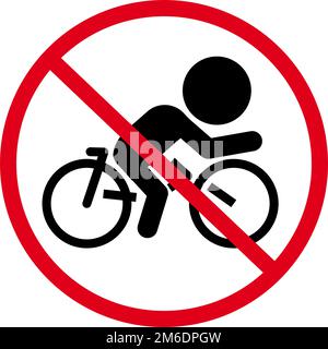Schild: Fahrradparkplatz verboten. Fahrrad fahren verboten. Vektor. Stock Vektor