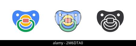Babysauger mit einfachen Symbolen auf weißem Hintergrund. Vektordarstellung. Stock Vektor