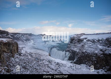 Der berühmte Wasserfall Gullfoss in Island Stockfoto