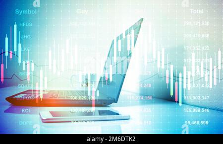 Digital Stock Market Trading Background.Business Investment Concept.Profit GRAPH Chart Growth. Stockfoto