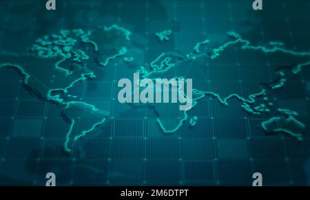 Abstrakte Weltkarte News Corporate Background.Business Digital Network Presentation.Global Cyber Technology Concept. Stockfoto