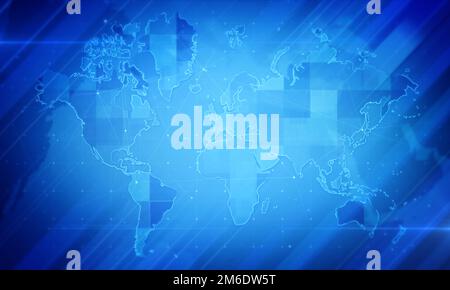 Abstrakte Weltkarte News Corporate Background.Business Digital Network Presentation.Global Cyber Technology Concept. Stockfoto