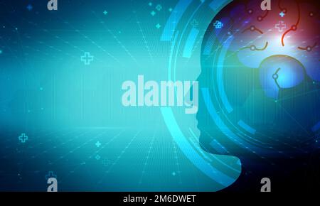 Human Brain Technology Background.Medical Research Scientist Concept Stockfoto