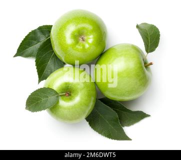 Grüne Äpfel Isoliert Auf Weißem Hintergrund Stockfoto