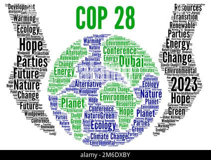 COP 28 in Dubai United Arab Emirates World Cloud Stockfoto