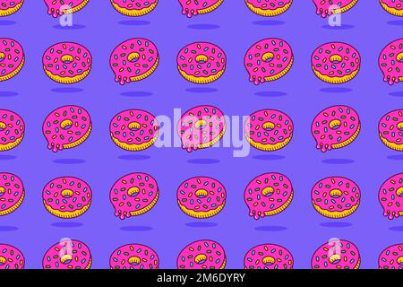 Nahtloses Ringmuster. Donuts mit pinkfarbenem Glasur Stock Vektor