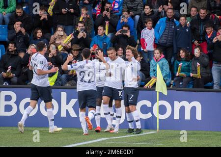 Andorra La vella, Andorra – 11 2019. Juni – Spieler bei der Qualifizierung der Europameisterschaft Stockfoto