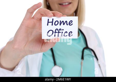 Home Office Arbeit Arbeit Corona Virus Coronavirus Krankheit weibliche Frau Arzt gesunde Gesundheit Stockfoto
