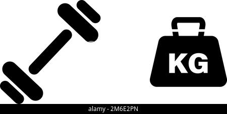 Die Symbole für Kurzhanteln und KG-Gewicht werden eingestellt. Symbole für Muskeltraining. Bearbeitbarer Vektor. Stock Vektor