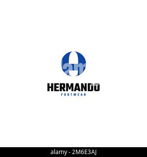 Einfaches Design mit dem Buchstaben H und der Sohle. Schuhlogo. Fußlogo. Stock Vektor