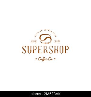 Café-Bar, Vintage-Logo. Hipster-Logo für Kaffeebohnen. Logo im Vektorformat. Stock Vektor