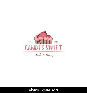 Sweet Shop Logo-Vorlage Designvektor. Einfaches Cupcake-Logo. Stock Vektor