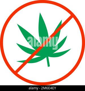 Cannabiskonsum nicht zulässig. Marihuana ist verboten. Bearbeitbarer Vektor. Stock Vektor