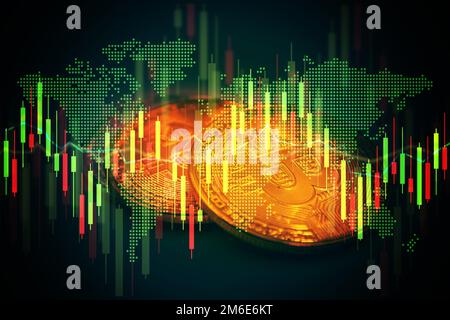Investition in ein Geschäft im Zusammenhang mit Bitcoin Stockfoto