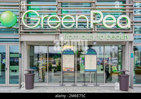 Green Pea-Gebäude der Stadt Turin - Green Pea ist das dritte Projekt der Familie Farinetti nach Uniero und Eataly - Turin, Piemont, Italien. Stockfoto