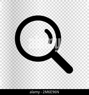 Lupensymbol isoliert auf transparentem Hintergrund. Suche und Recherche. Inspektion. Bearbeitbarer Vektor. Stock Vektor