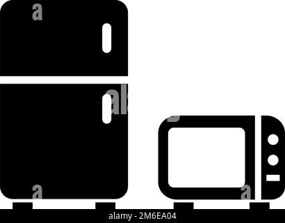 Symbolset für Kühlschrank und Mikrowelle. Bearbeitbarer Vektor. Stock Vektor