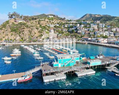 Pier von Avalon Bay auf Santa Catalina Island, USA Stockfoto