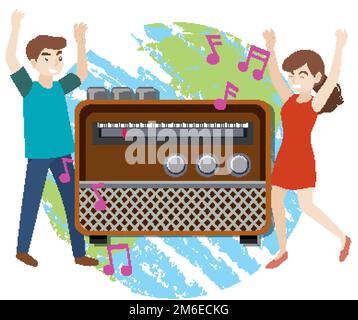 Eine klassische Transistor-Radio-Cartoon-Illustration Stock Vektor