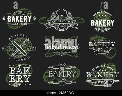 Vektorset aus alten Bäckereien, Logos, Abzeichen und Etiketten Stock Vektor