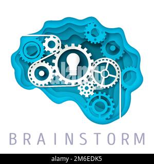 Brainstorming-Konzept, Vektordarstellung im Papierkunststil Stock Vektor